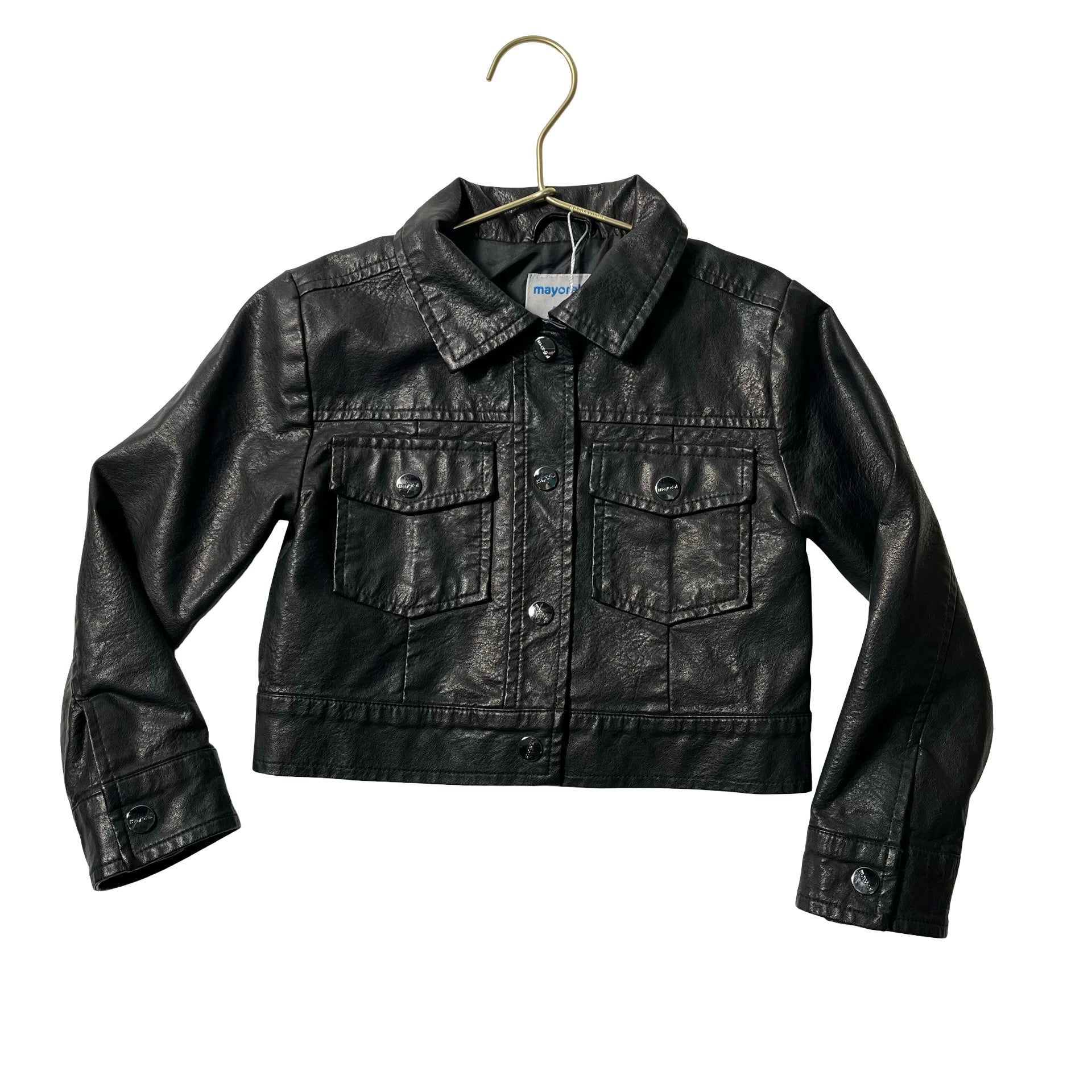 Mayoral Black Faux Leather Jacket - Size 5