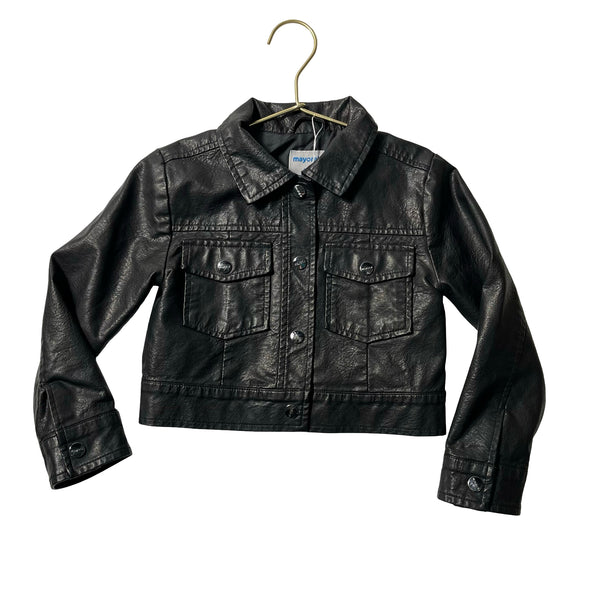 Mayoral Black Faux Leather Jacket - Size 5