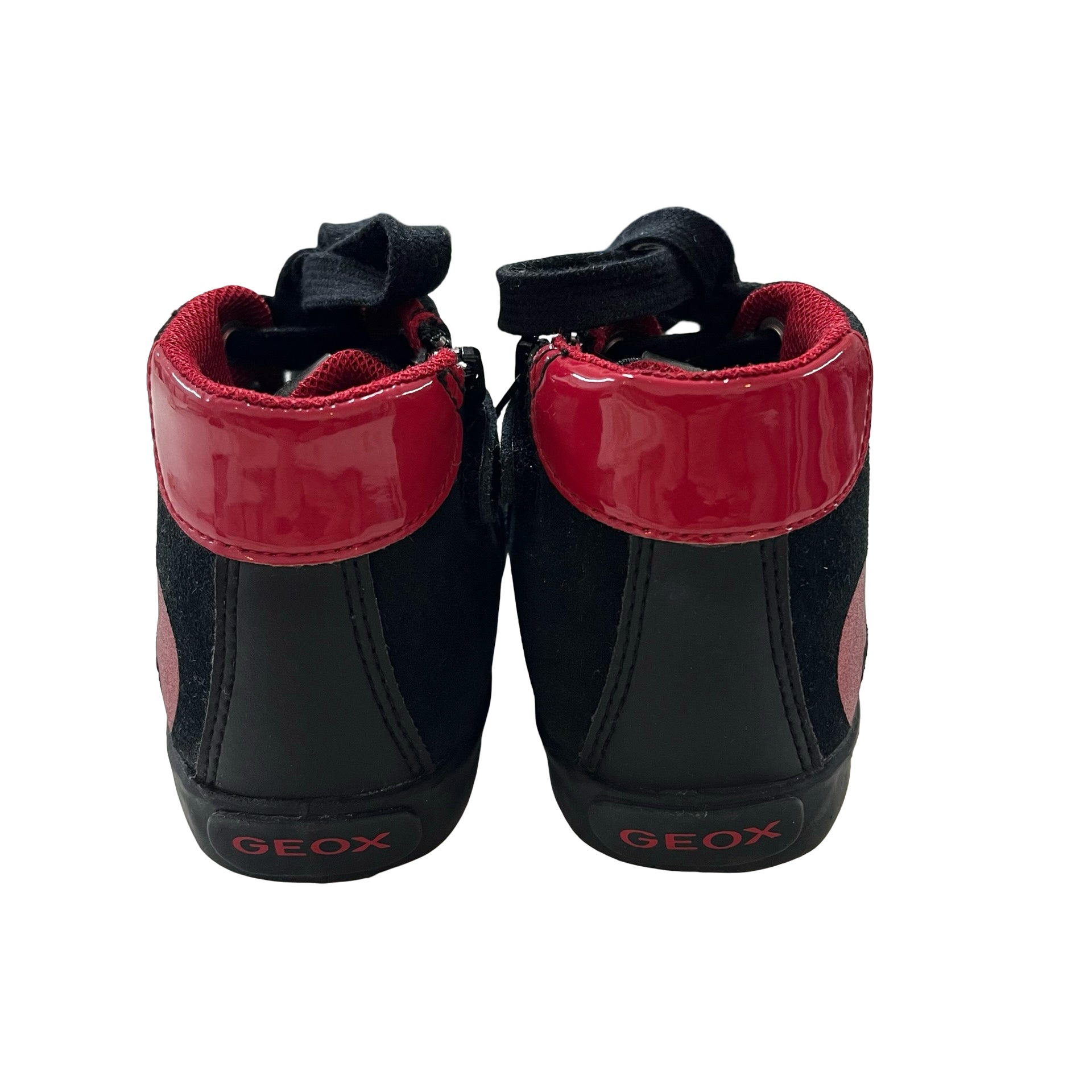 Geox Black Suede & Red Metallic Heart High Top Sneakers in Box - Size 8 (24)