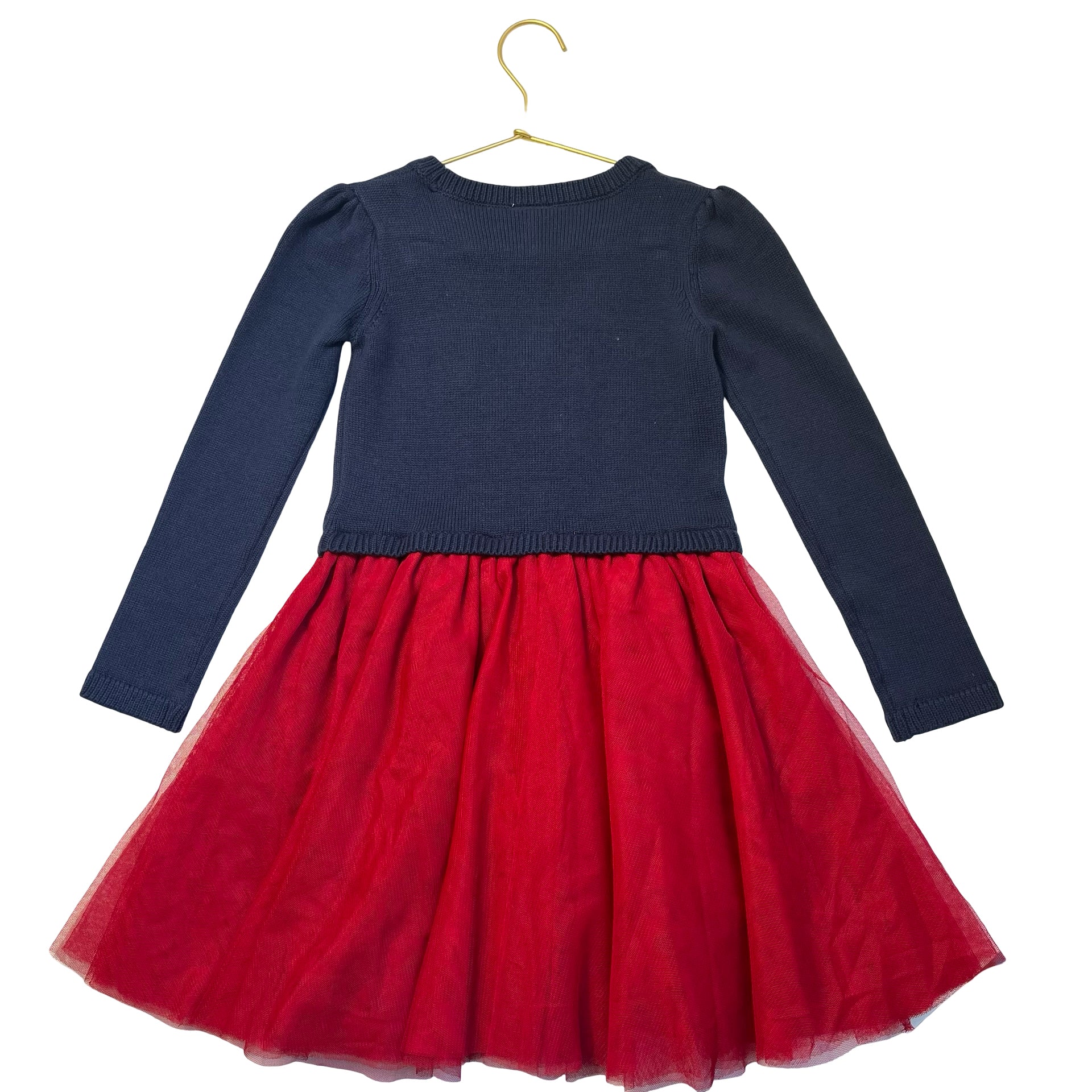 Gymboree Toy Soldier Navy Knit & Red Tulle Dress - Size 7