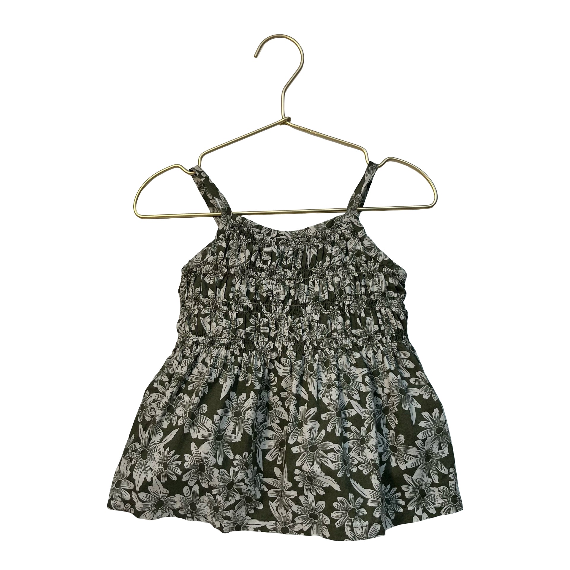 Baby Gap Olive Green Flower Print Top - Size 2