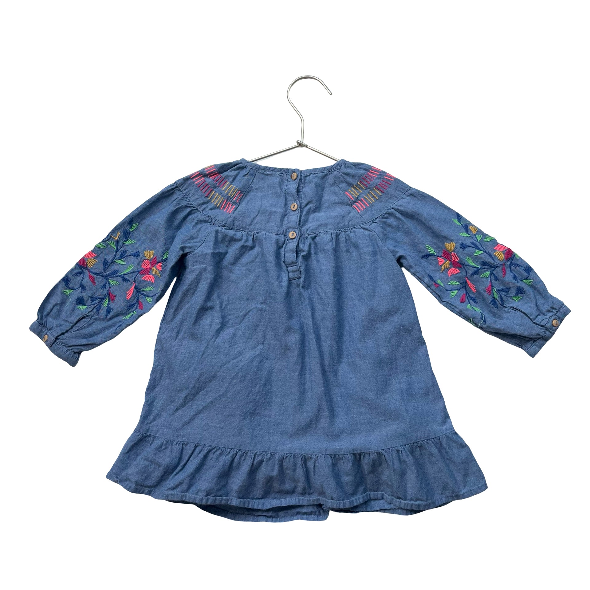 Zara Chambray Embroidered Dress - Size 18-24 Mo