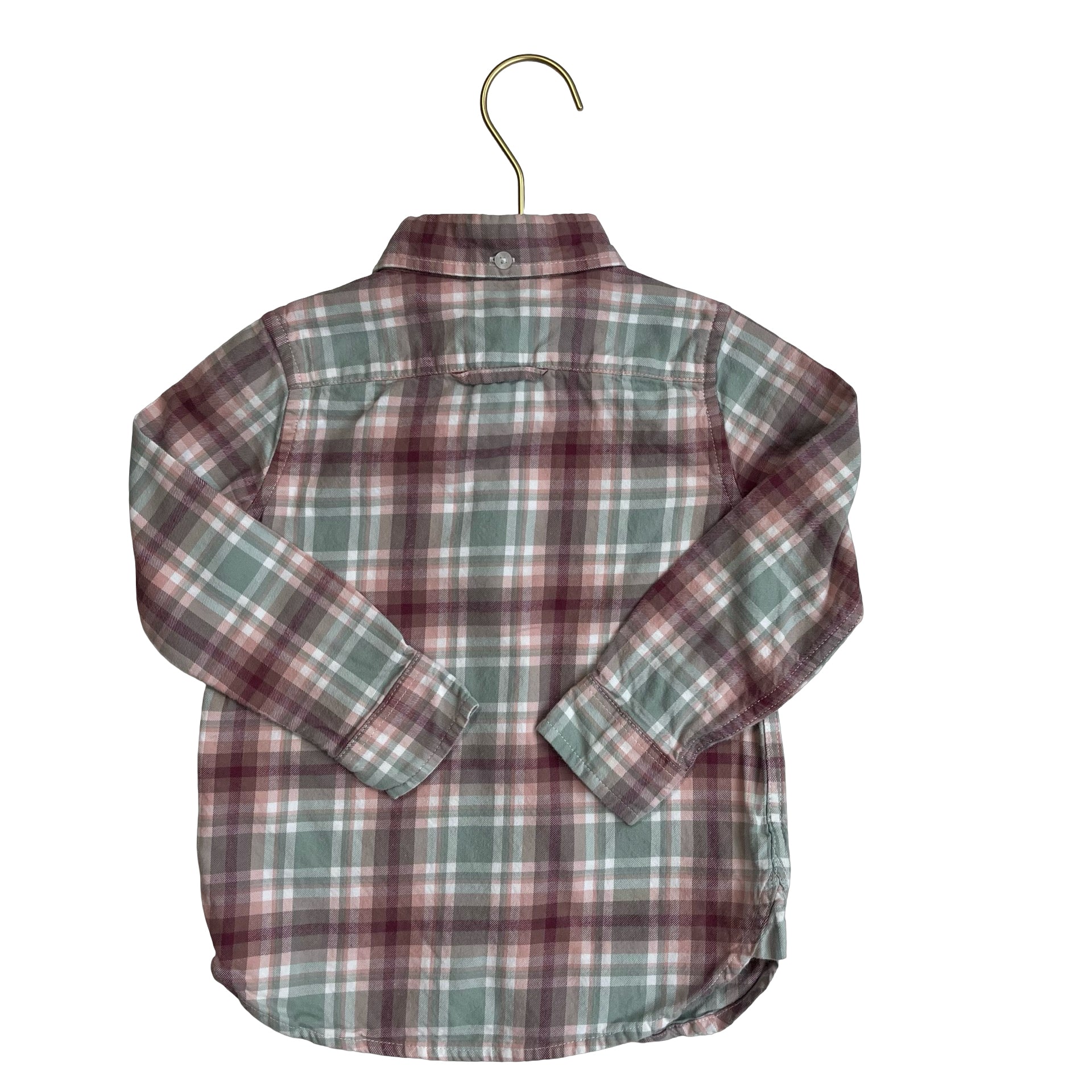 Janie and Jack Green, Pink, Plum Plaid Brushed Cotton Button Down - Size 2T