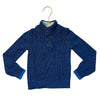 Lands' End Blue Cotton Quarter-Button Sweater, Sherpa-Lined Collar - XXS 2-3