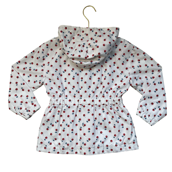 Monnalisa White & Red Cherry Print Windbreaker Jacket - Size 5