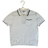 Crewcuts Ivory Cotton Knit Polo Shirt, Navy Trim - Size M 8-9