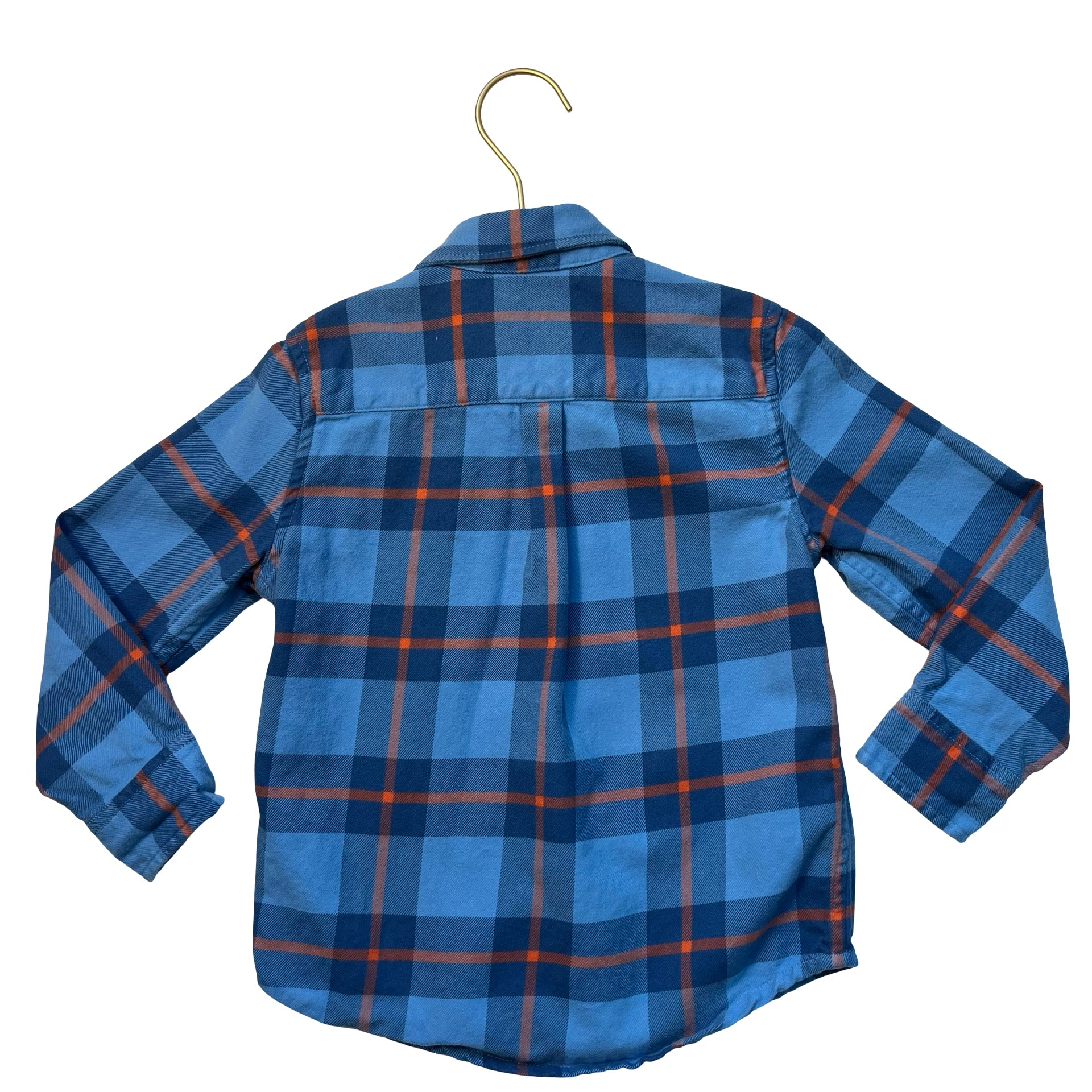 Primary Blue & Orange Plaid Flannel Button Down Shirt - Size 5