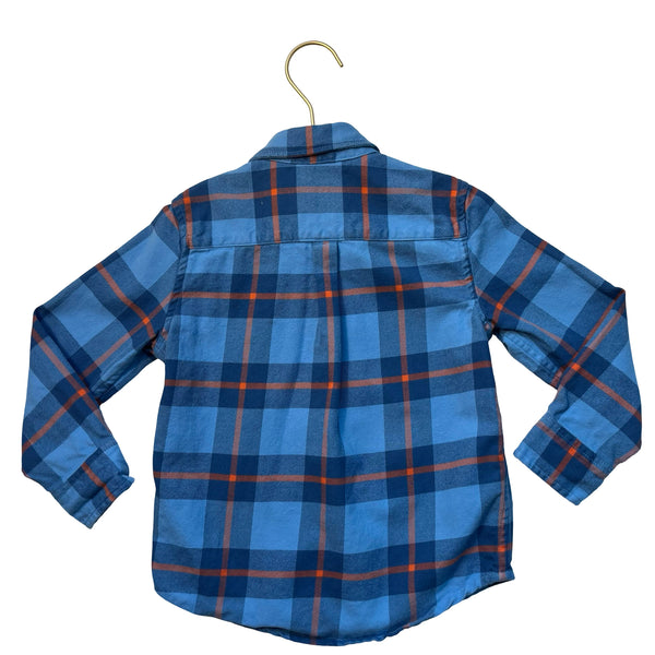Primary Blue & Orange Plaid Flannel Button Down Shirt - Size 5