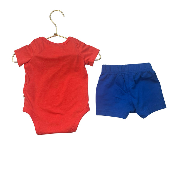 Baby Gap Red Sun Graphic Onesie Bodysuit & Blue Shorts Set - Size 0-3 Mo