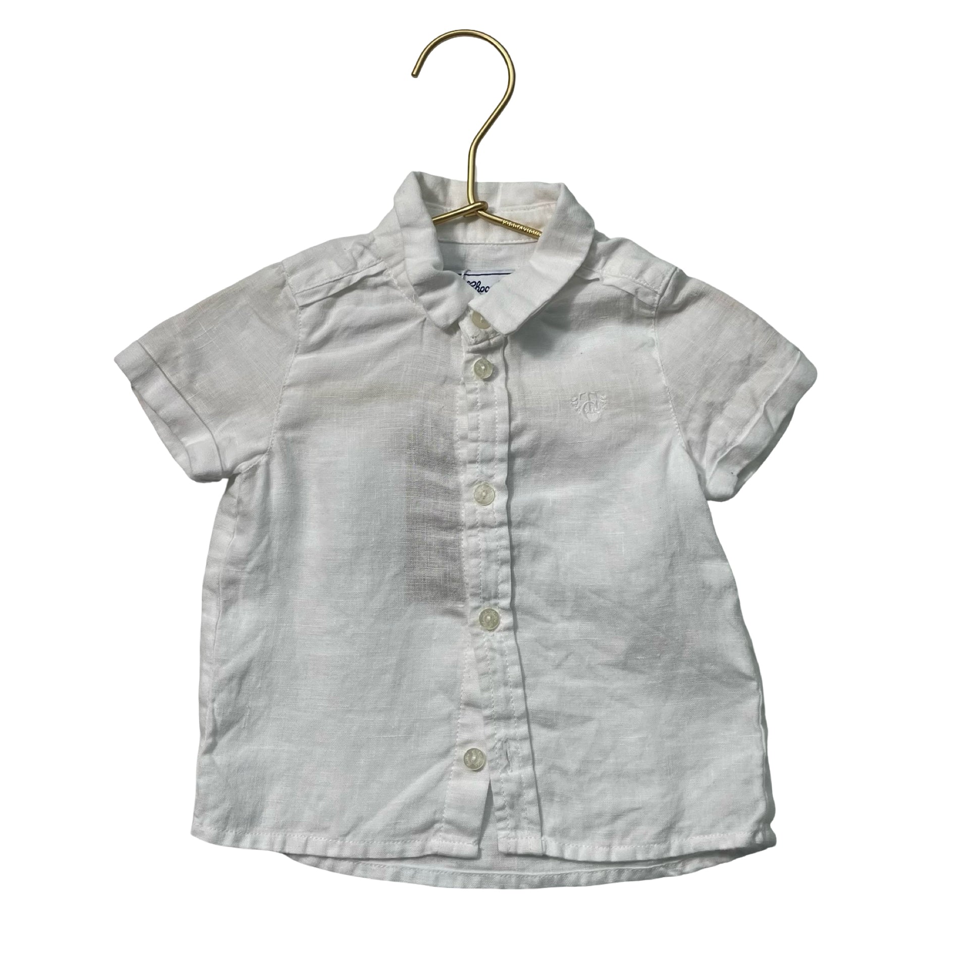 Tartine et Chocolat White 100% Linen Button Down - Size 1A