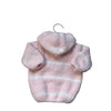 Angel Dear Pink & White Striped Knit Hooded Cardigan Jacket - Size 0-6 Mo