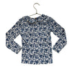 Monoprix Ivory & Blue Floral Ribbed Ruffle-Collar Shirt - Size 6