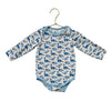 Monica + Andy Ivory & Blue Dinosaur Print Onesie Bodysuit - Size 9-12 Mo