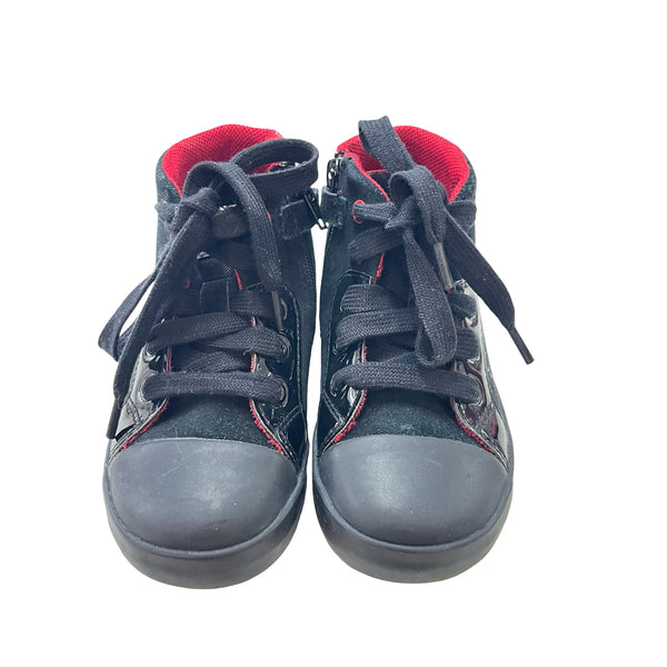 Geox Black Suede & Red Metallic Heart High Top Sneakers in Box - Size 8 (24)