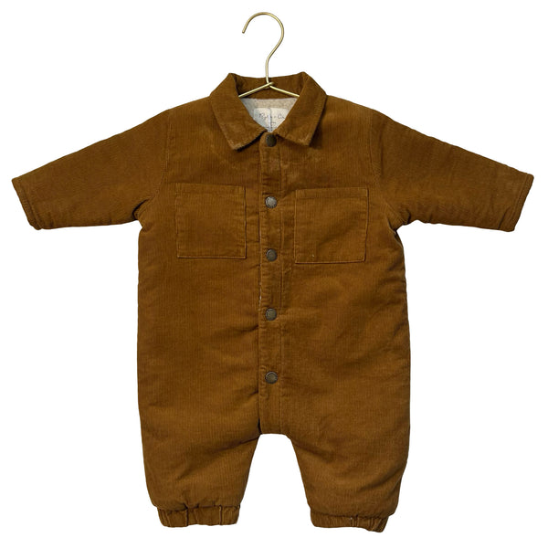 Rylee & Cru Sherpa-Lined Brown Corduroy One-Piece - Size 3-6 Mo