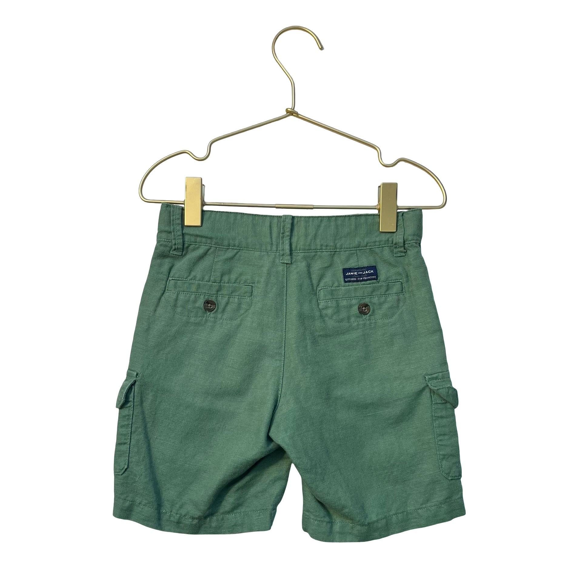 Janie and Jack Green Linen-Cotton Cargo Shorts - Size 4