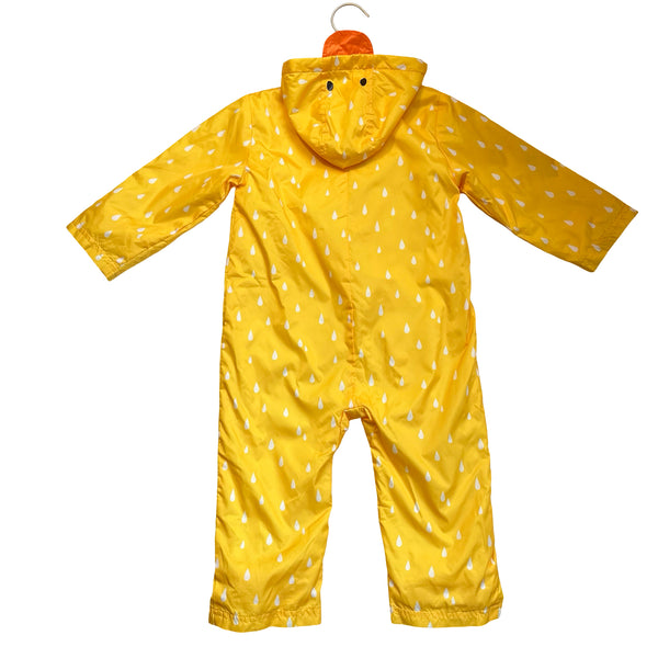 M&S Fleece-Lined Yellow Print Hooded Rain Suit - Size 24 Mo