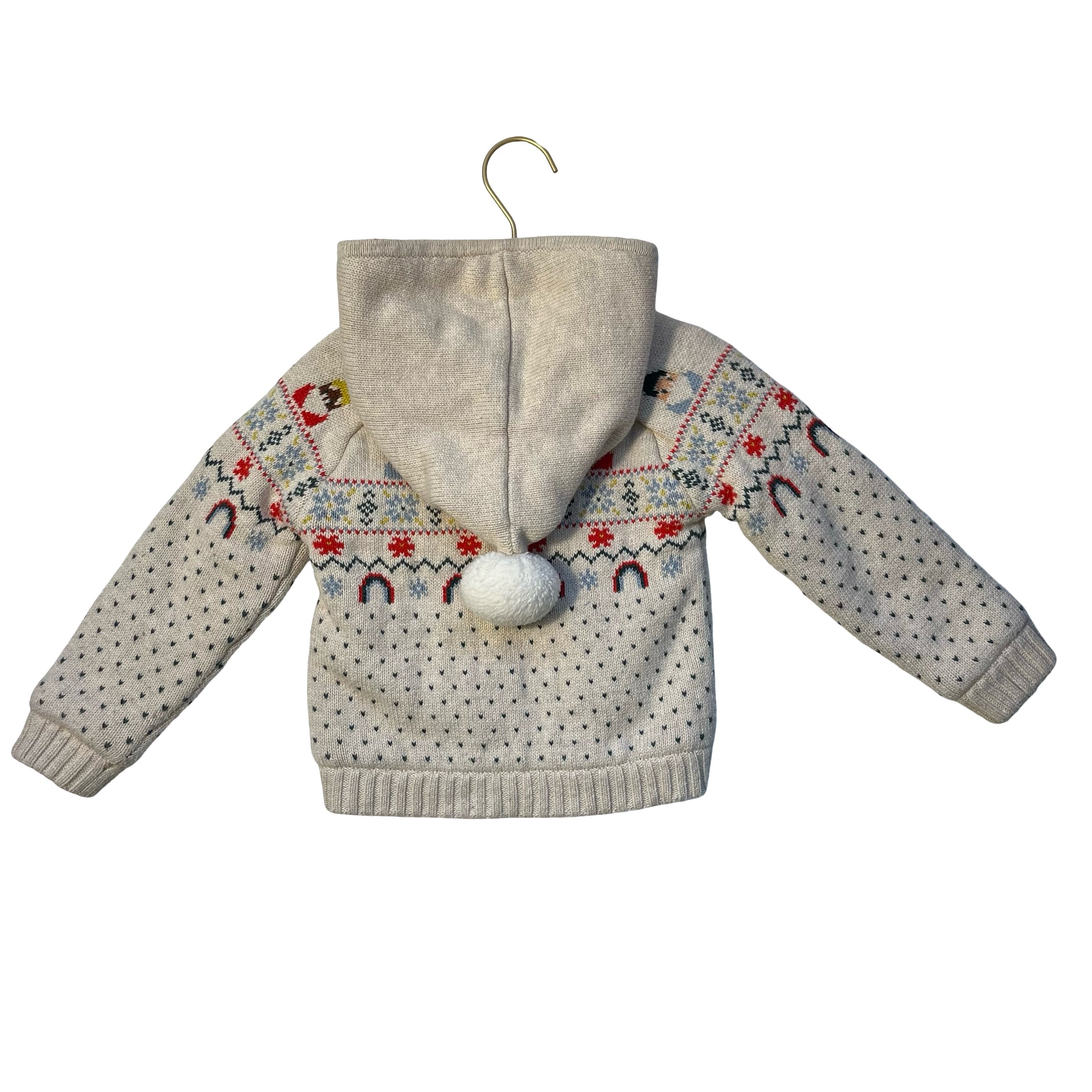 Hanna Andersson Faux Fur Lined Gnome Hooded Zip-Up Cardigan Sweater - Size 3T