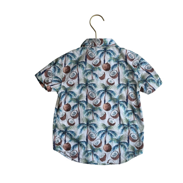 Appaman Coconut & Tree Print Button Down Shirt - Size 5
