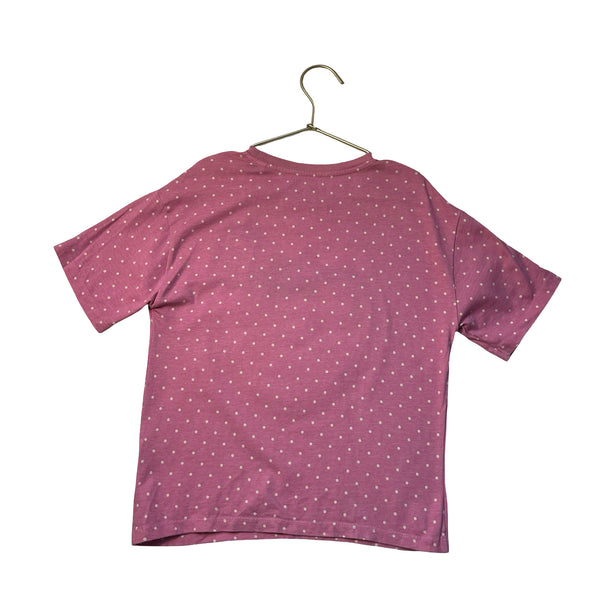 Mini Boden Pink Polka Dot Strawberry Applique T-Shirt - Size 6-7Y
