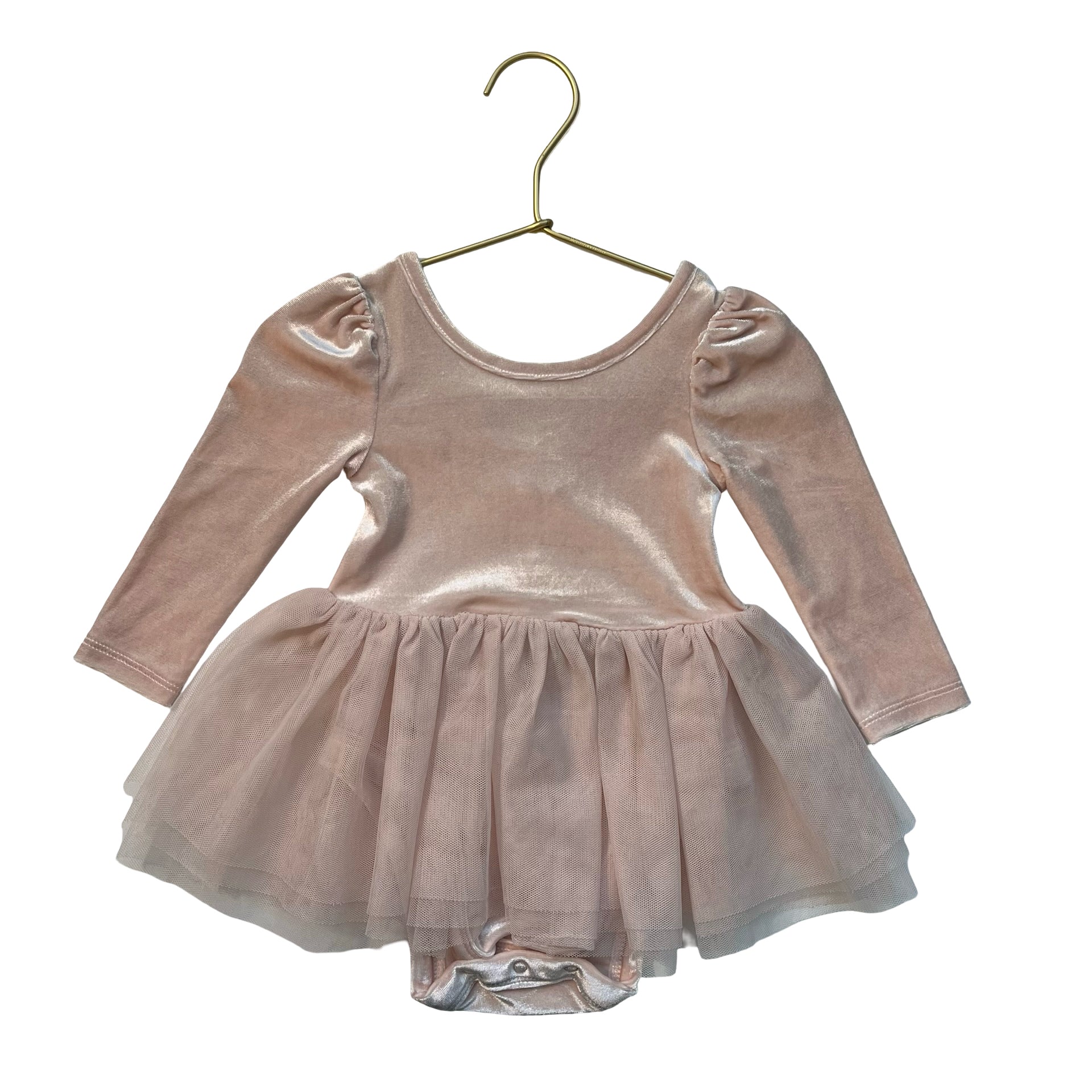 Baby Gap Pale Pink Velour & Tulle Bodysuit Dress - Size 6-12 Mo
