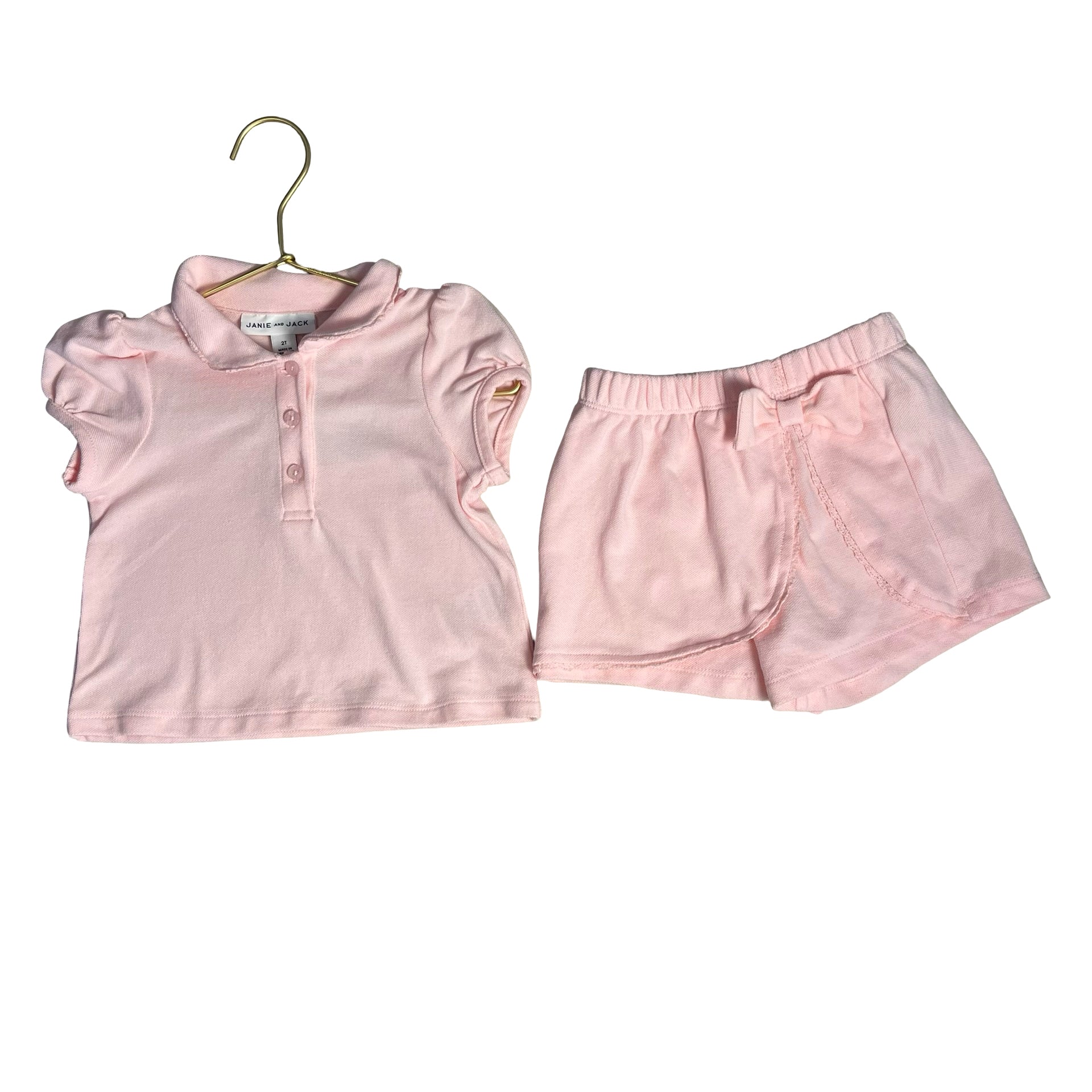 Janie and Pink Polo Shirt & Skort Shorts Set - Size 2T