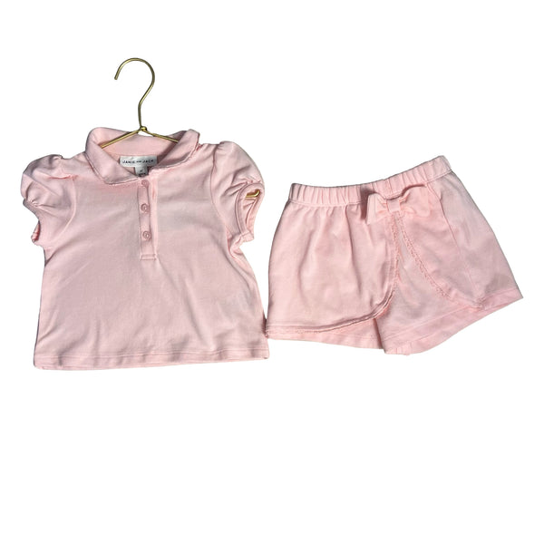 Janie and Pink Polo Shirt & Skort Shorts Set - Size 2T