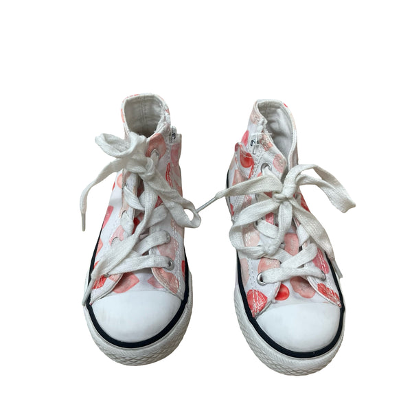 Naturino White & Pink Heart Print High-Top Sneakers - Size 26 (9.5)