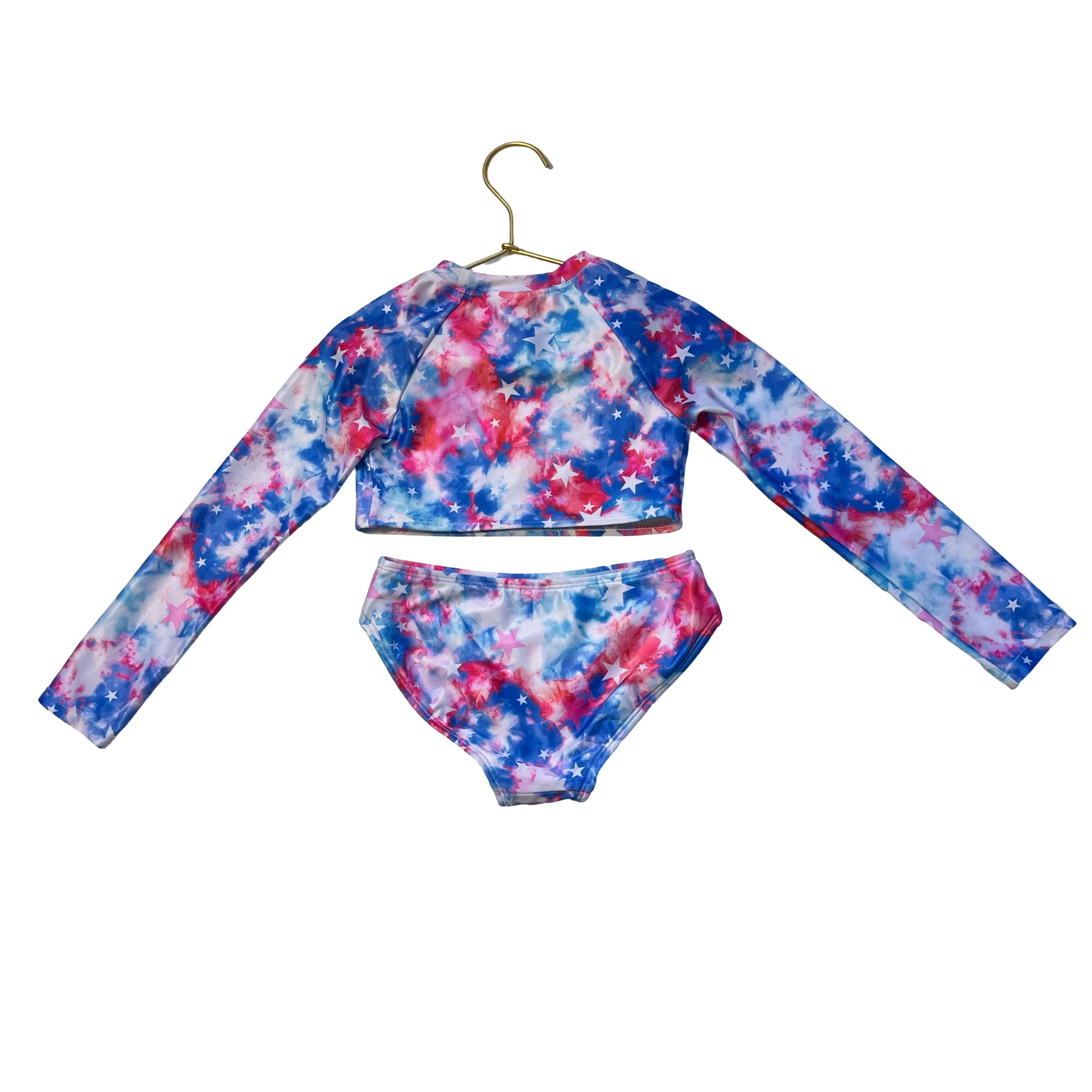 Cat & Jack Pink & Blue Tie-Dye Star 2 Piece Swim Suit - Size XS 4-5