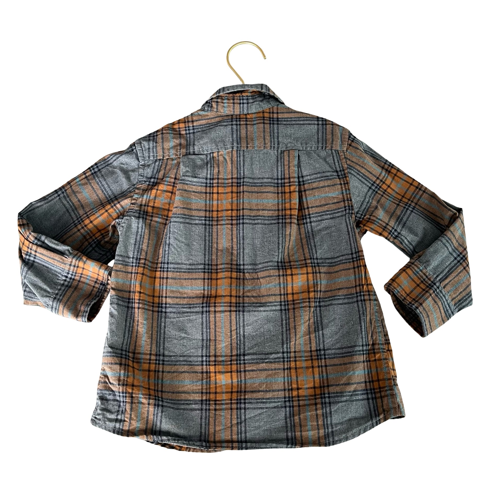 Crewcuts Flannel Gray & Brown Plaid Button Down Shirt - Size 2