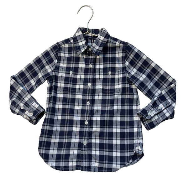 Janie and Jack Navy & White Plaid Button Down Shirt - Size 4