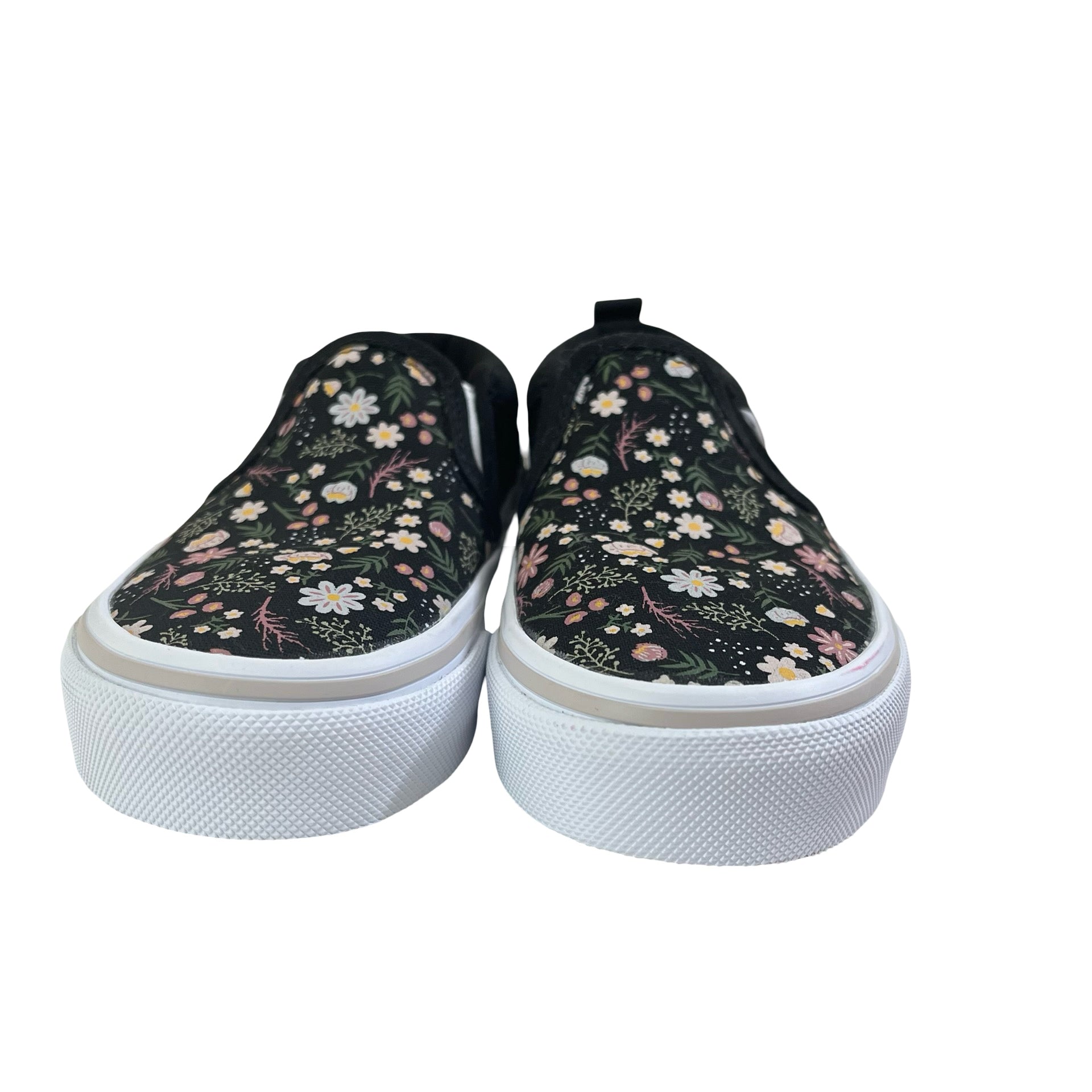 Vans Black & Pastel Floral Slip-On Sneakers - Size 11