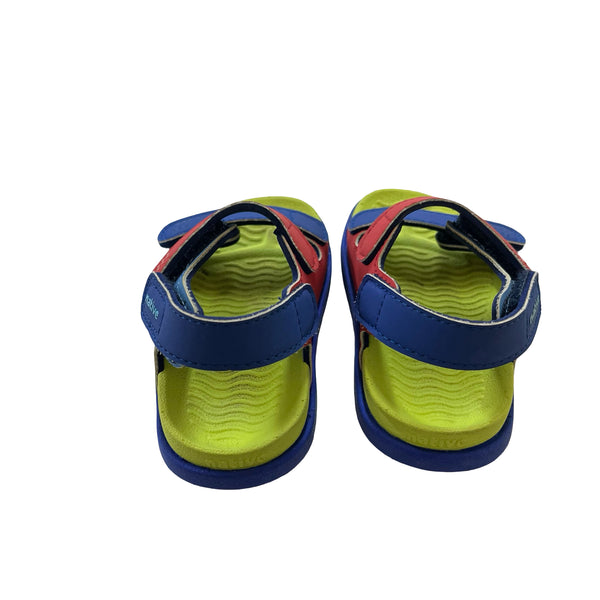 Native Blue, Red, Lime Velcro Sandals - Size 5 Estimated