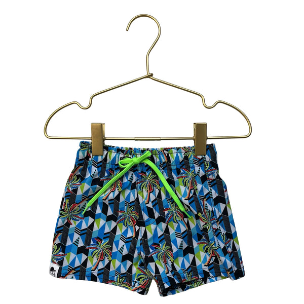 George Hats Palm Tree & Geo Pattern Unlined Swim Trunks - Size 18-24 Mo