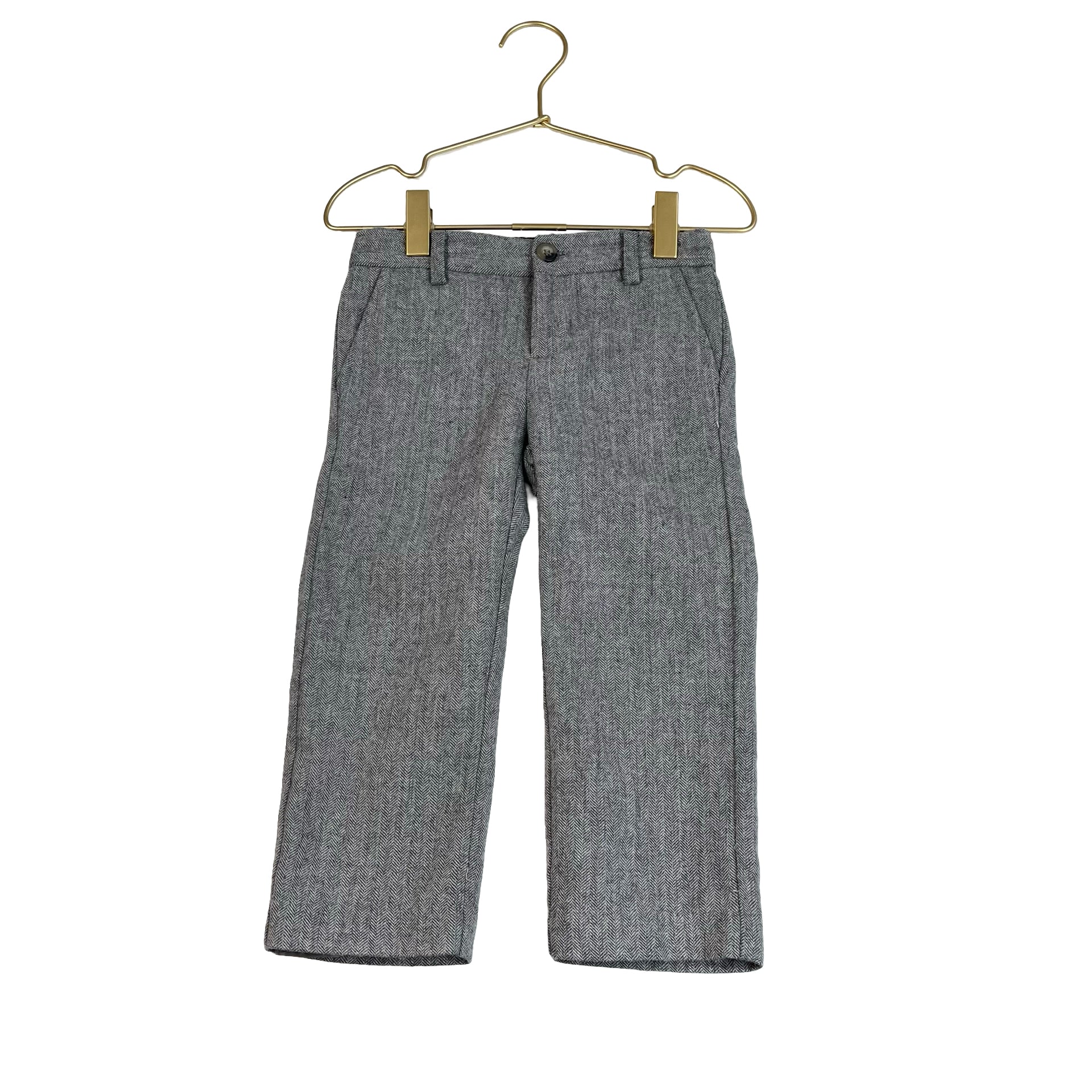 Janie and Jack Wool-Blend Gray Herringbone Lined Pants - Size 2T