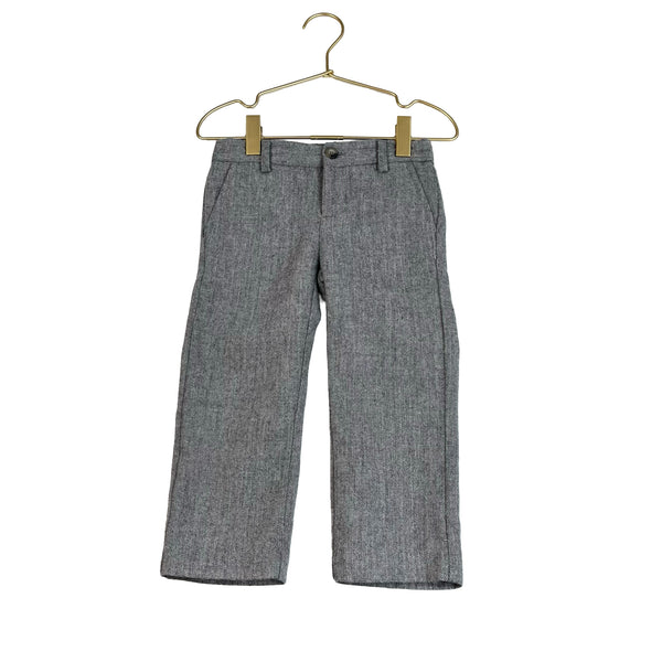 Janie and Jack Wool-Blend Gray Herringbone Lined Pants - Size 2T