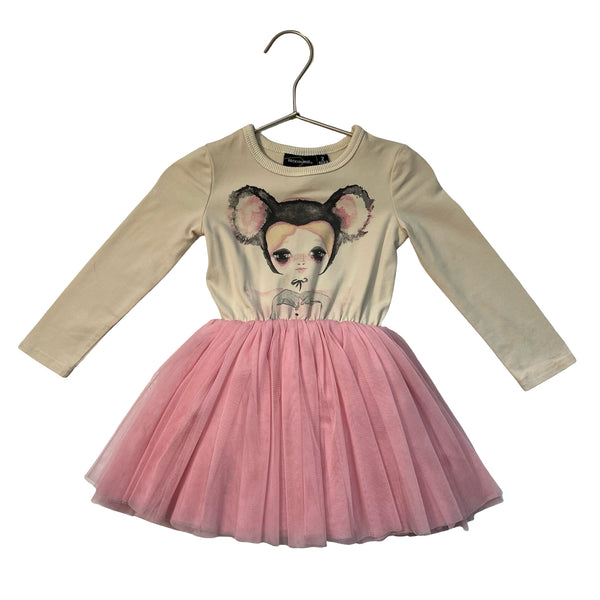Rock Your Kid Ivory Graphic & Pink Tulle Dress - Size 2T