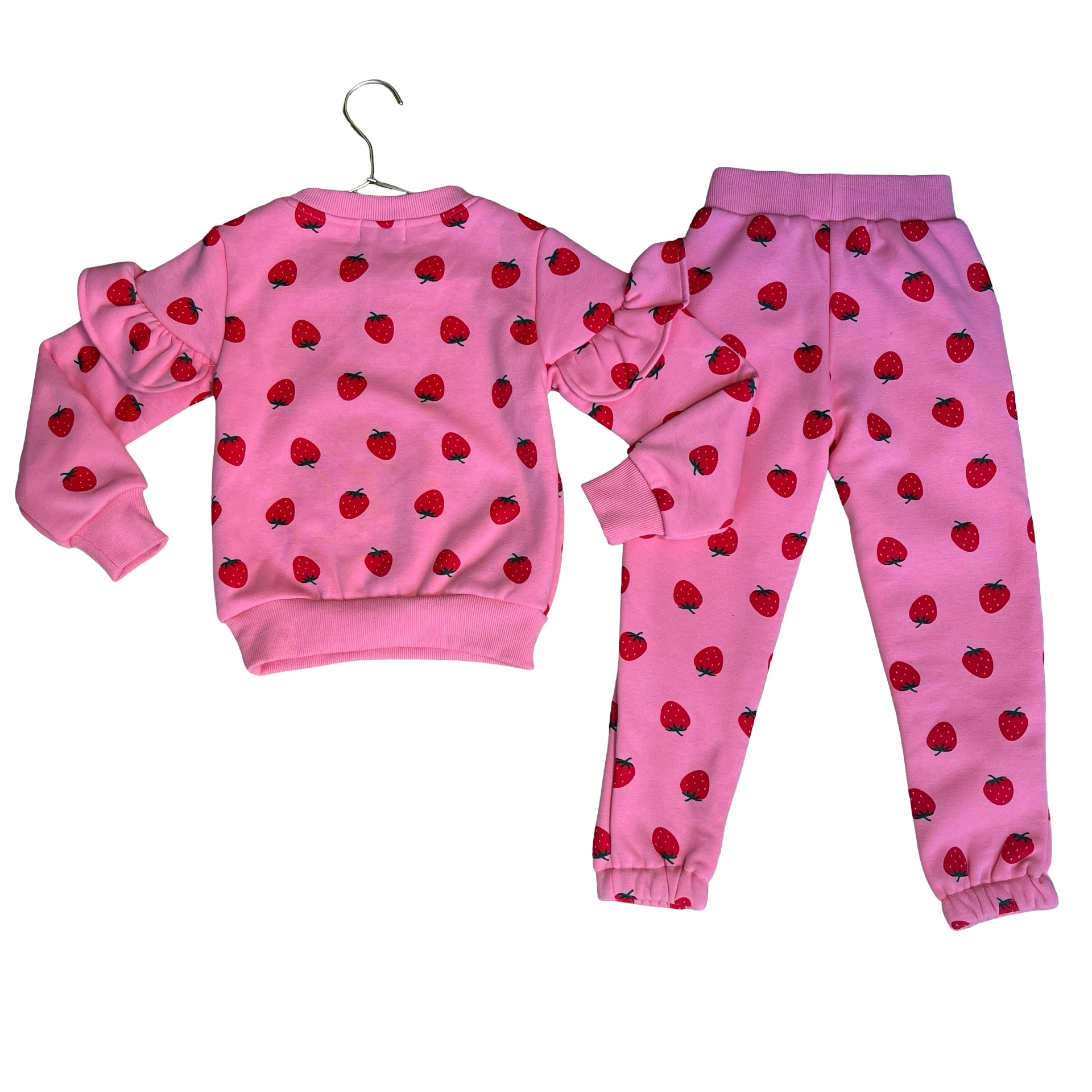 Lola & The Boys Pink 'Strawberry Ruffle' Sweatshirt & Joggers Set with Tags - 4