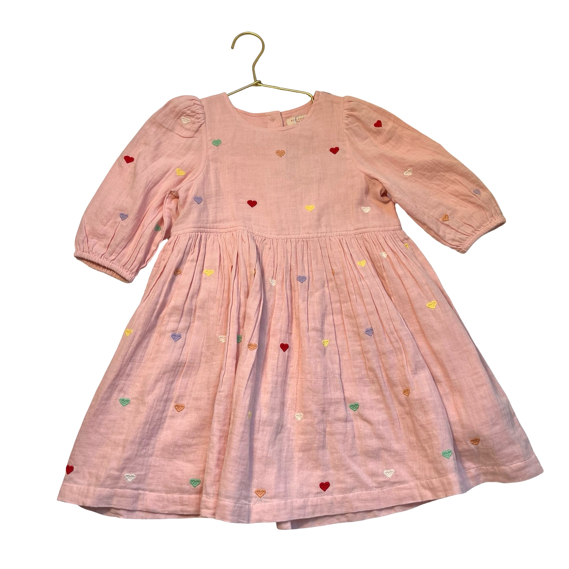 Pink Chicken Pink Embroidered Heart Dress - Size 6Y