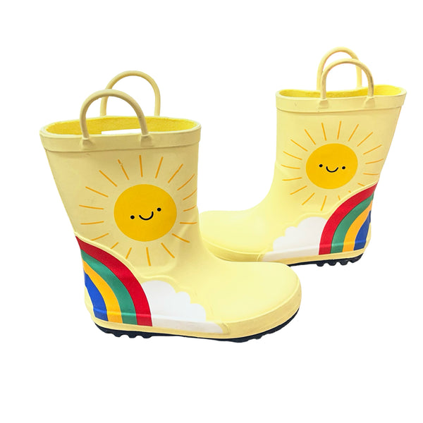 Cat & Jack Yellow Sun & Rainbow Rain Boots - Size 12