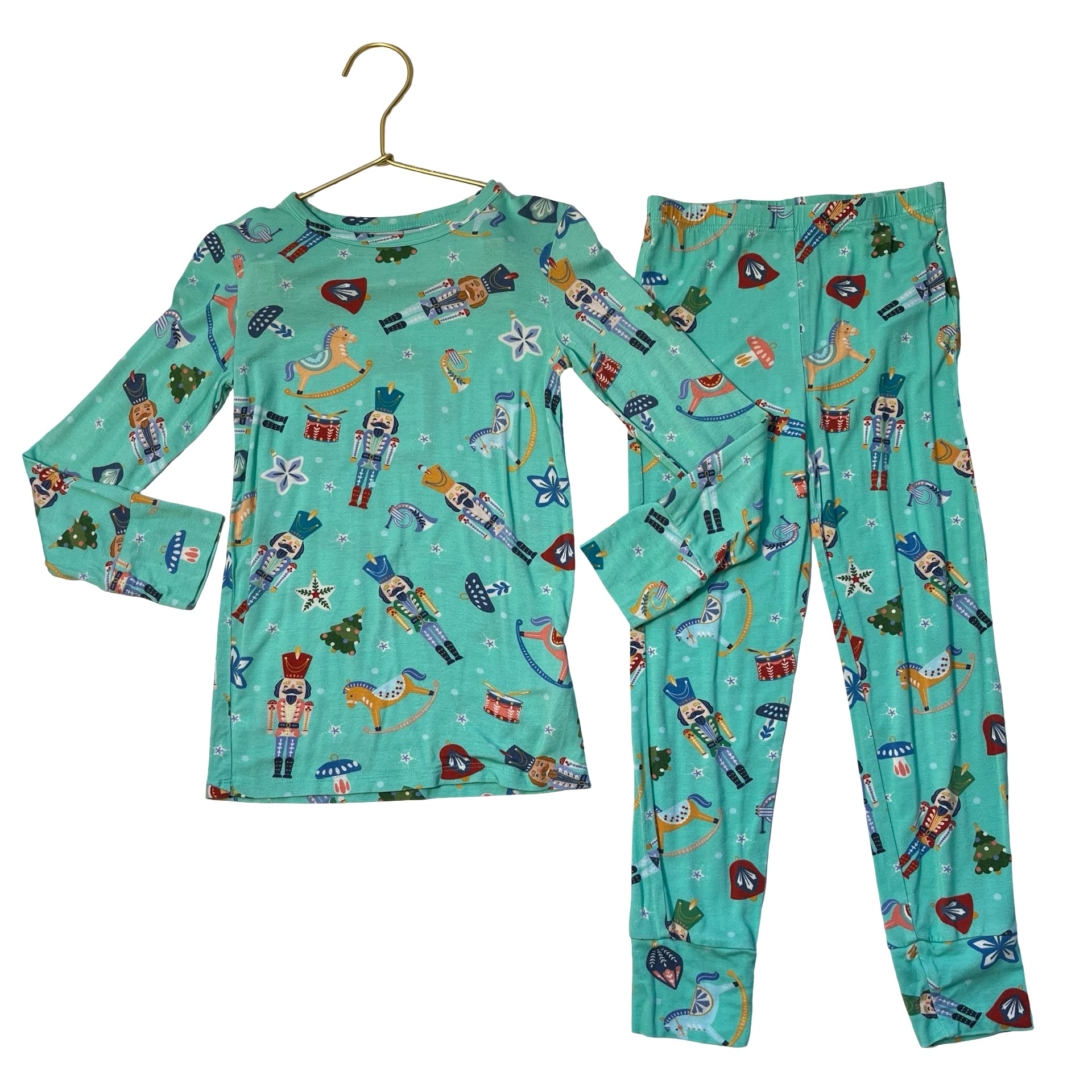 Posh Peanut Teal Nutcracker Print 2 Piece PJs - Size 6