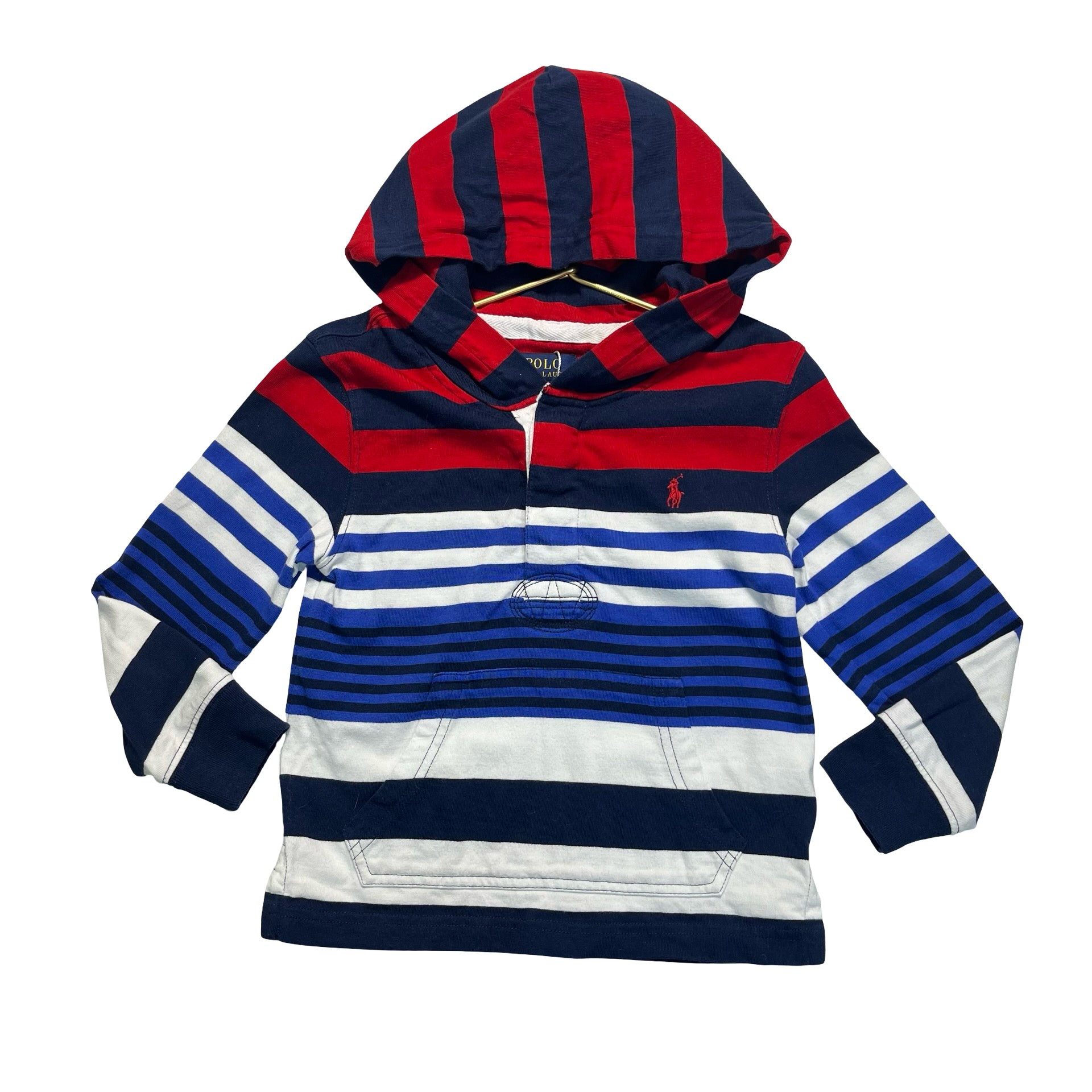Polo Ralph Lauren Striped Hooded Rugby Shirt - Size 4