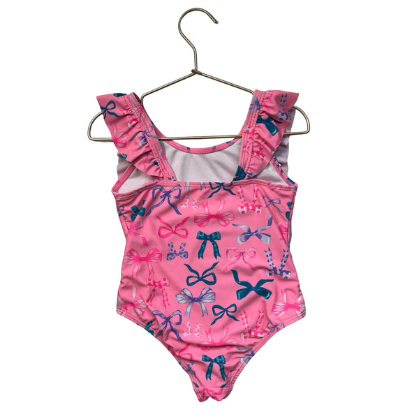 Tahari Pink Bow Print Swim Suit - Size 5