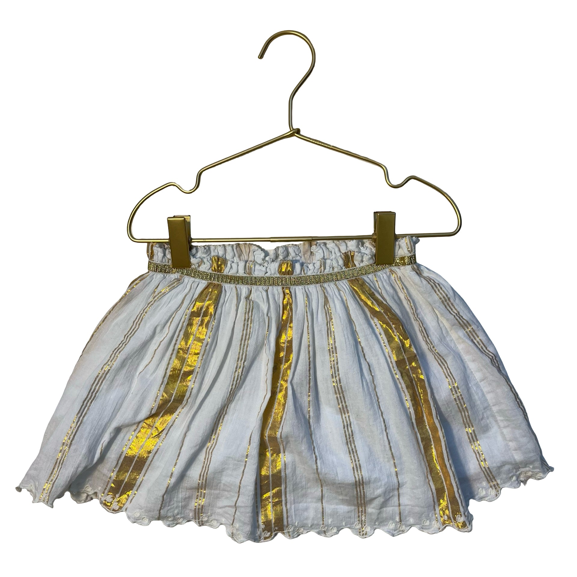 Louise Misha White & Gold Metallic Striped Skirt - Size 4Y