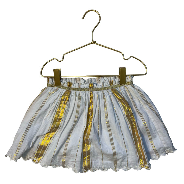 Louise Misha White & Gold Metallic Striped Skirt - Size 4Y