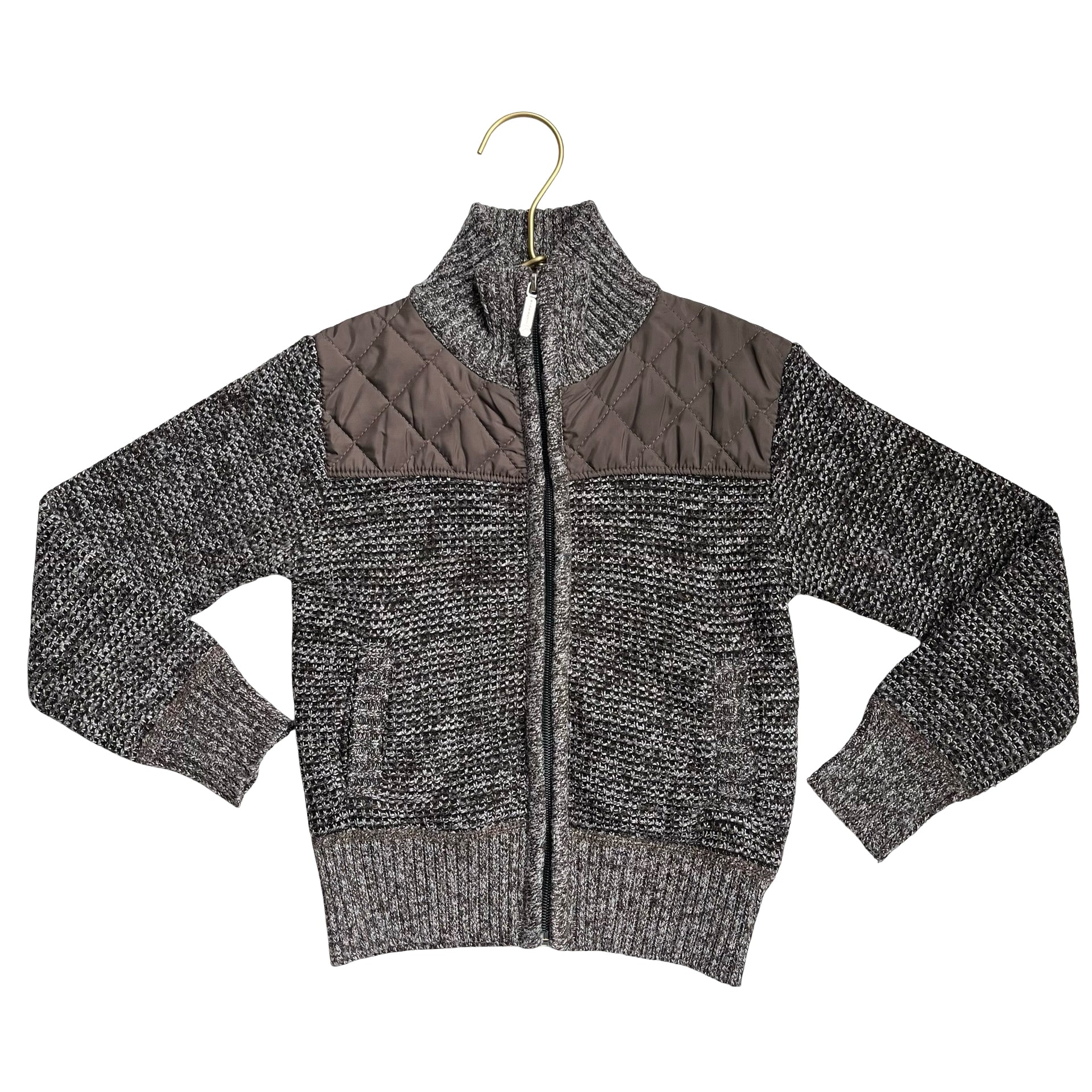 Gioberti Brown Heather & Quilted Zip-Up Cardigan Sweater - Size 5
