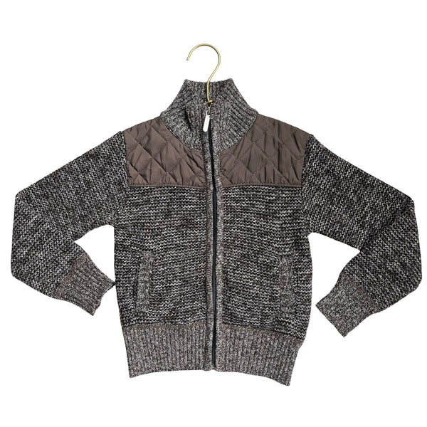 Gioberti Brown Heather & Quilted Zip-Up Cardigan Sweater - Size 5