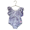 Ruffle Butts White & Purple Floral Swim Suit - Size 3T
