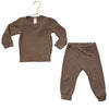 H&M Brown Waffle Shirt & Jogger Set - Size 18 Mo