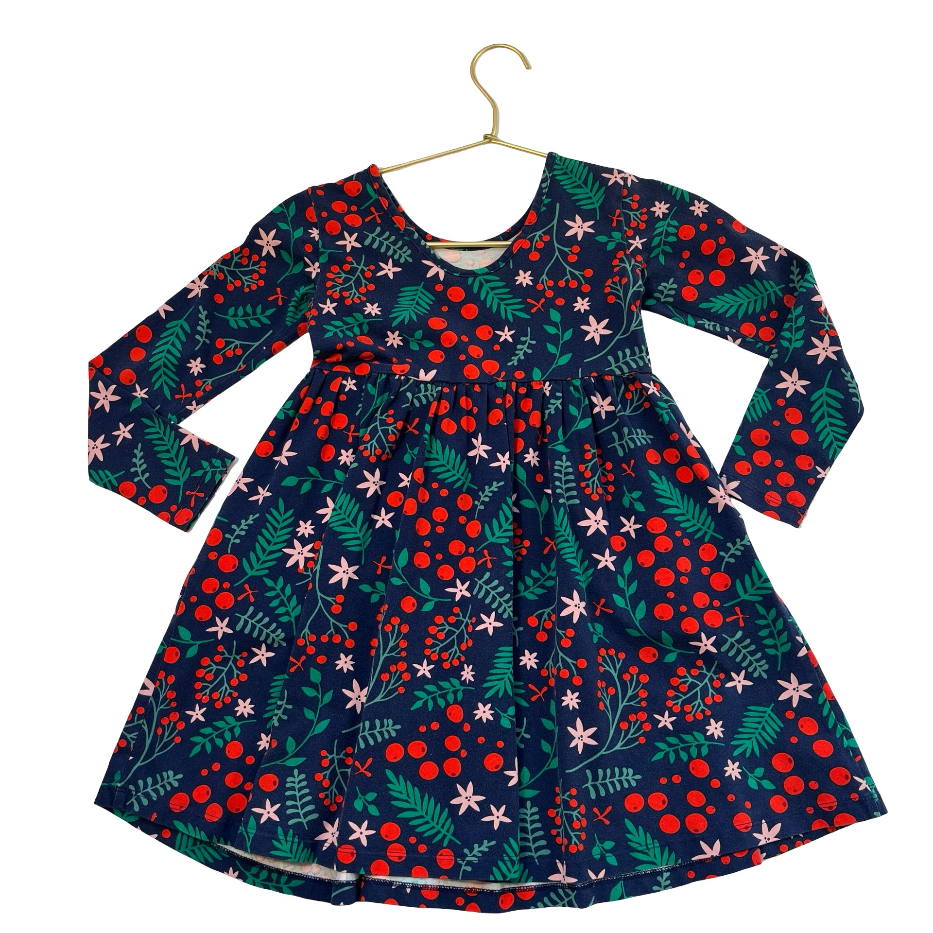 Hanna Andersson Navy Holly Print Dress - Size 6-7